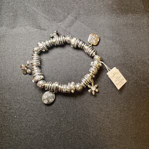 Lia Sophia Bracelet Stretch Charm Silver Tone NWT Jewelry